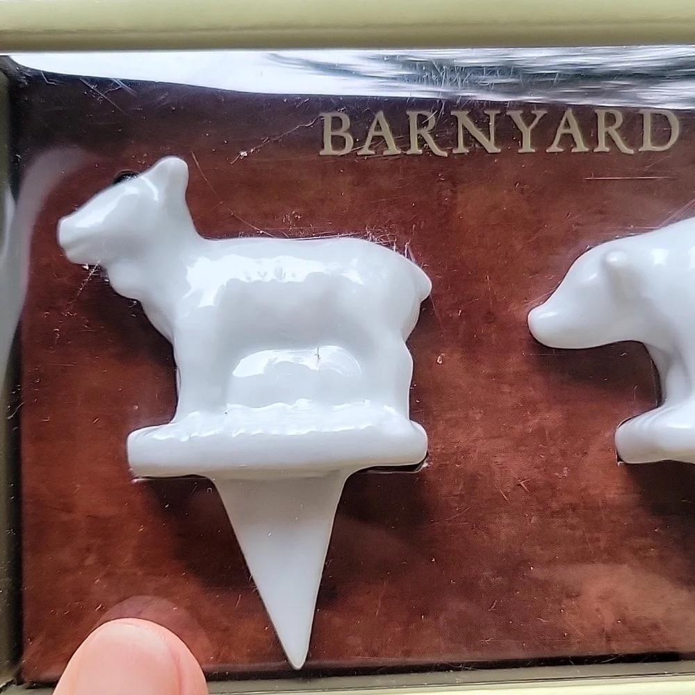 Surlatable Barnyard Cheese White Porcelain Set Of 3 Pins For Charcuterie Board